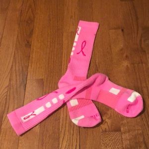 Bright pink Brest cancer socks